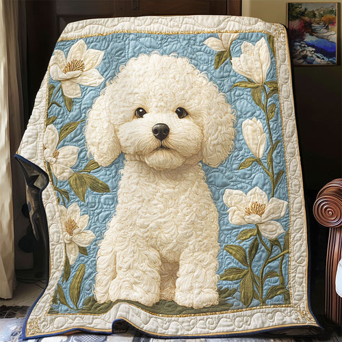 Bichon In Magnolia Garden WY2103015CL Quilt