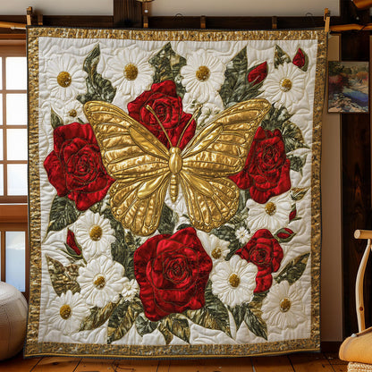Gold Butterfly In Flower WY0602152CL Quilt