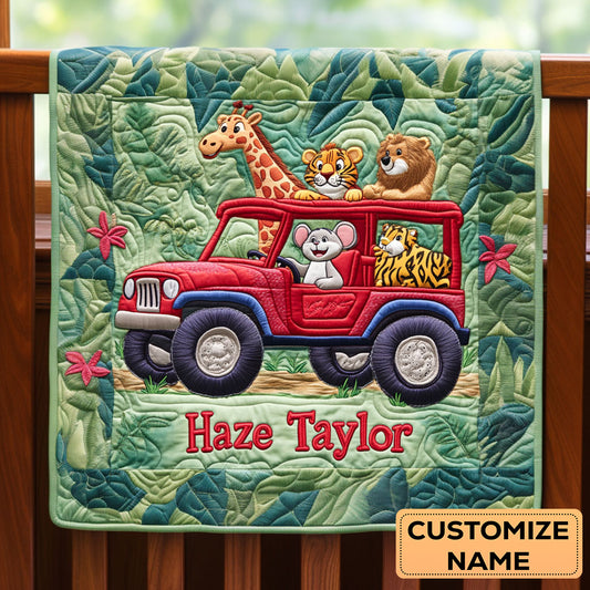 Dreamy Jungle Slumber WN2507014CL Personalized Baby Quilt