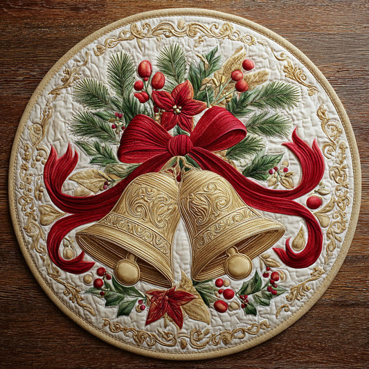 Christmas Bell CW0809046CL Quilted Round Mat