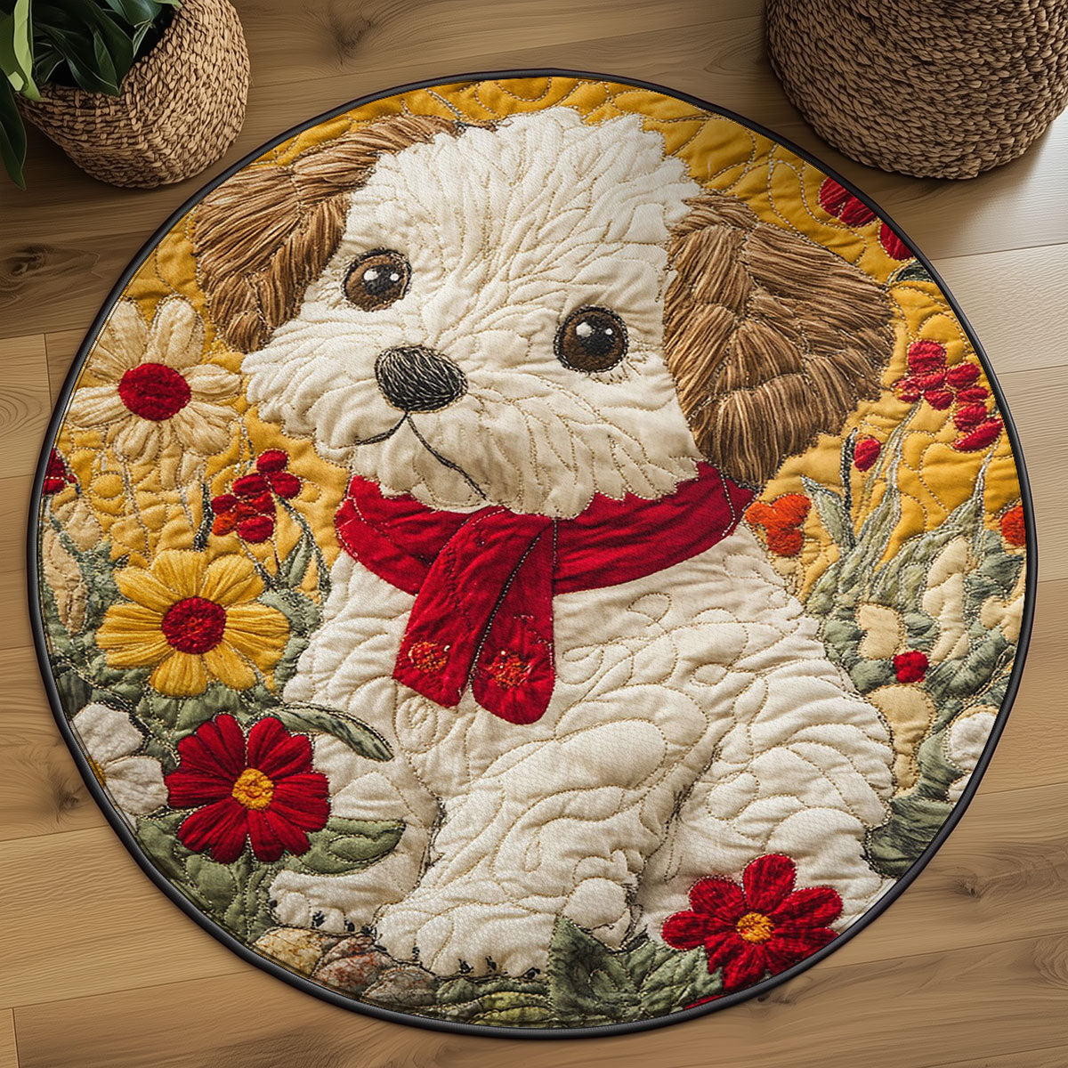 Little Puppy WJ2103069CL Quilted Round Mat