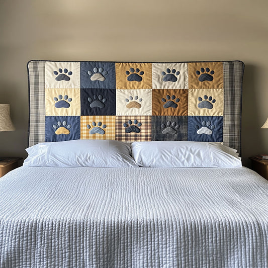 Beloved Dog Paw WN1712003CL Quilted Headboard Slipcover