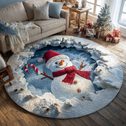 Joyful Snowman CW1111046CL Quilted Round Mat