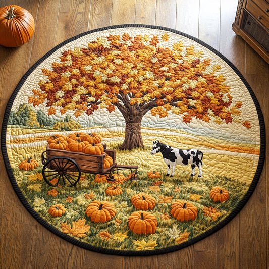 Cow And Pumpkins WY1908009CL Quilted Round Mat