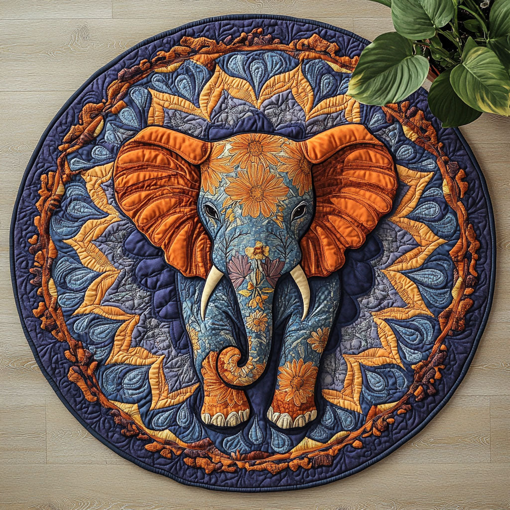 Mandala Elephant CW1207024CL Quilted Round Mat