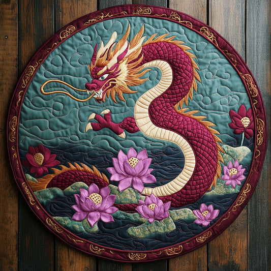 Mystic Dragon Lotus CW2107022CL Quilted Round Mat