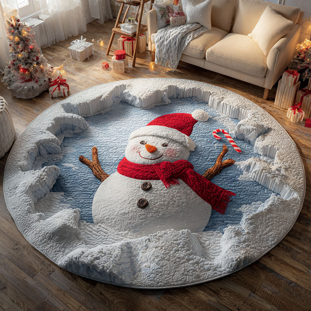 Snowman Charm CW1111049CL Quilted Round Mat