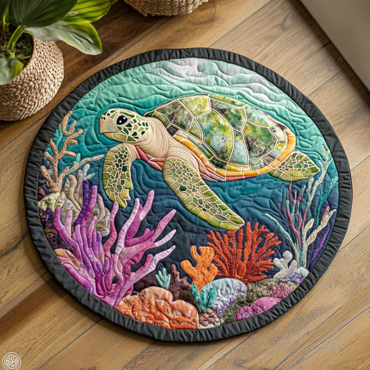 Sea Turtle CW2205439CL Quilted Round Mat