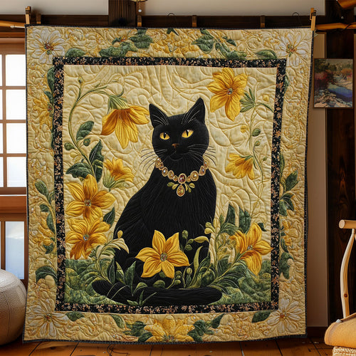 Cat In Yellow Flower WY2102007CL Quilt