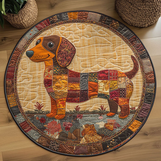 Rainbow Dachshund WN2608083CL Quilted Round Mat