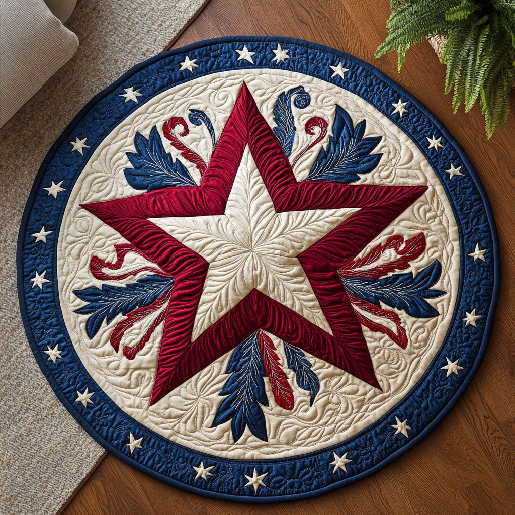 Star Pattern WX0605047CL Quilted Round Mat