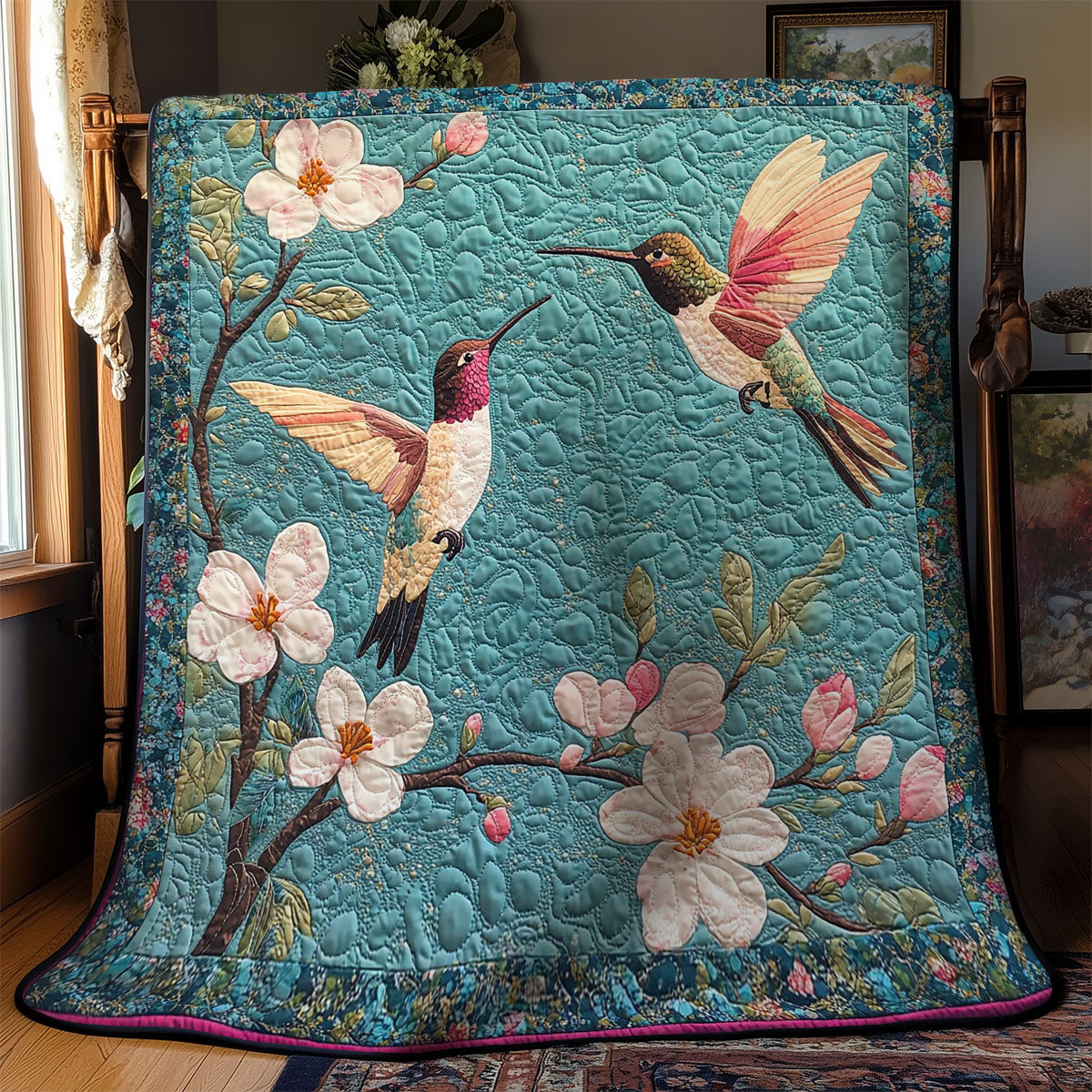 Couple Hummingbird WY2103033CL Quilt