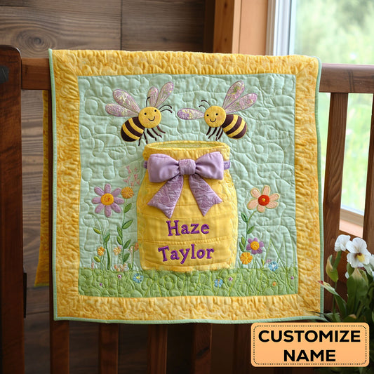 Bee And Honey Pot WN2407006CL Personalized Baby Quilt