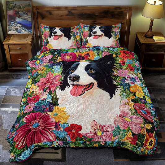 Flower Border Collie WY1312047CL Duvet Cover Set