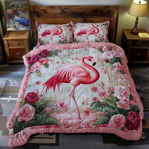 Flamingo In Rose Garden WY1401071CL Duvet Cover Set