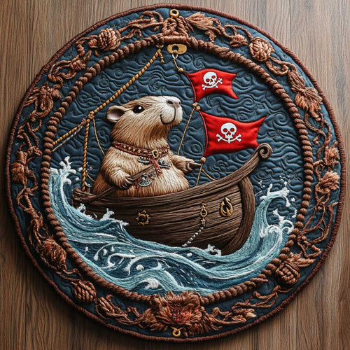 Capybara And Skull Flag WN1205004CL Quilted Round Mat