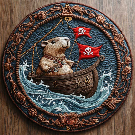 Capybara And Skull Flag WN1205004CL Quilted Round Mat