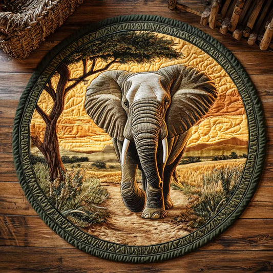 Golden Sunset Elephant WN1903048CL Quilted Round Mat
