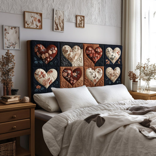 Patchwork Hearts KL2512017CL Quilted Headboard Slipcover