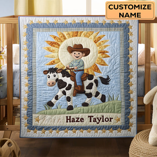 Dandy Cowboy Days WN3007033CL Personalized Baby Quilt