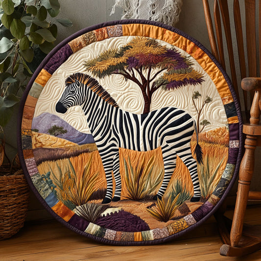 African Savannah Zebra WJ2104029CL Quilted Round Mat