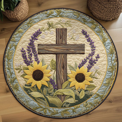 Blooming Cross WN2508018CL Quilted Round Mat