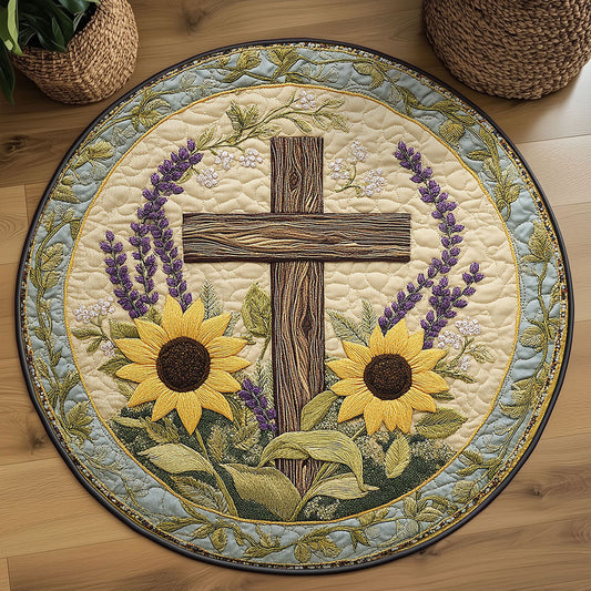 Blooming Cross WN2508018CL Quilted Round Mat