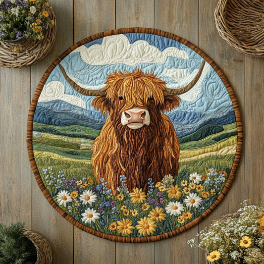 Highland Cow WX2605032CL Quilted Round Mat