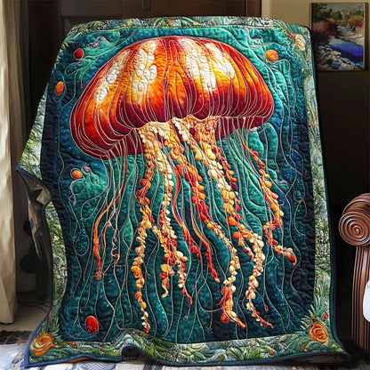 Red Jellyfish Portrait WY1401038CL Quilt