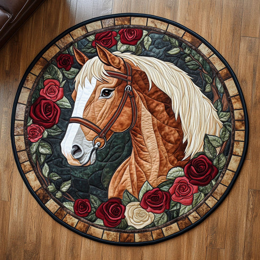 Rose Horse WX2805040CL Quilted Round Mat