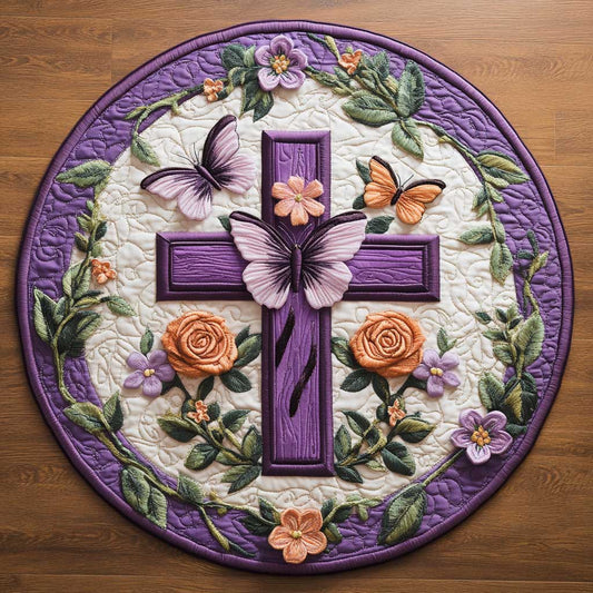Butterfly Cross WN2304017CL Quilted Round Mat