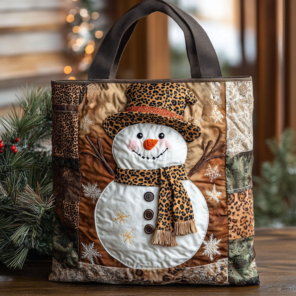 Brown Hat Snowman WN1411060CL Quilted Tote Bag