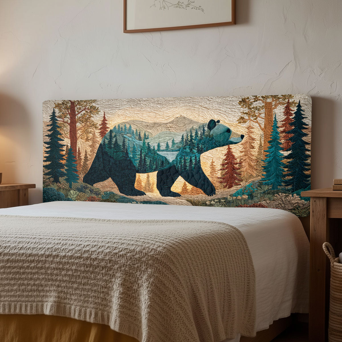 Woodland Wanderer Bear CW2612015CL Quilted Headboard Slipcover