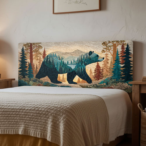 Woodland Wanderer Bear CW2612015CL Quilted Headboard Slipcover