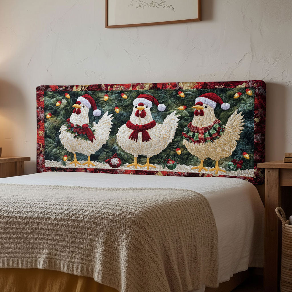 Chicken Rustic Christmas WN1312026CL Quilted Headboard Slipcover