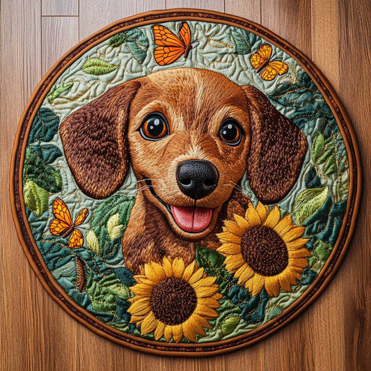 Happy Dachshund WN2904021CL Quilted Round Mat