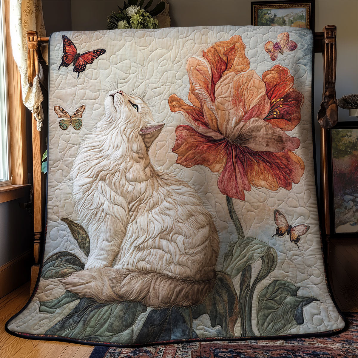 Cat In Garden WY2402050CL Quilt