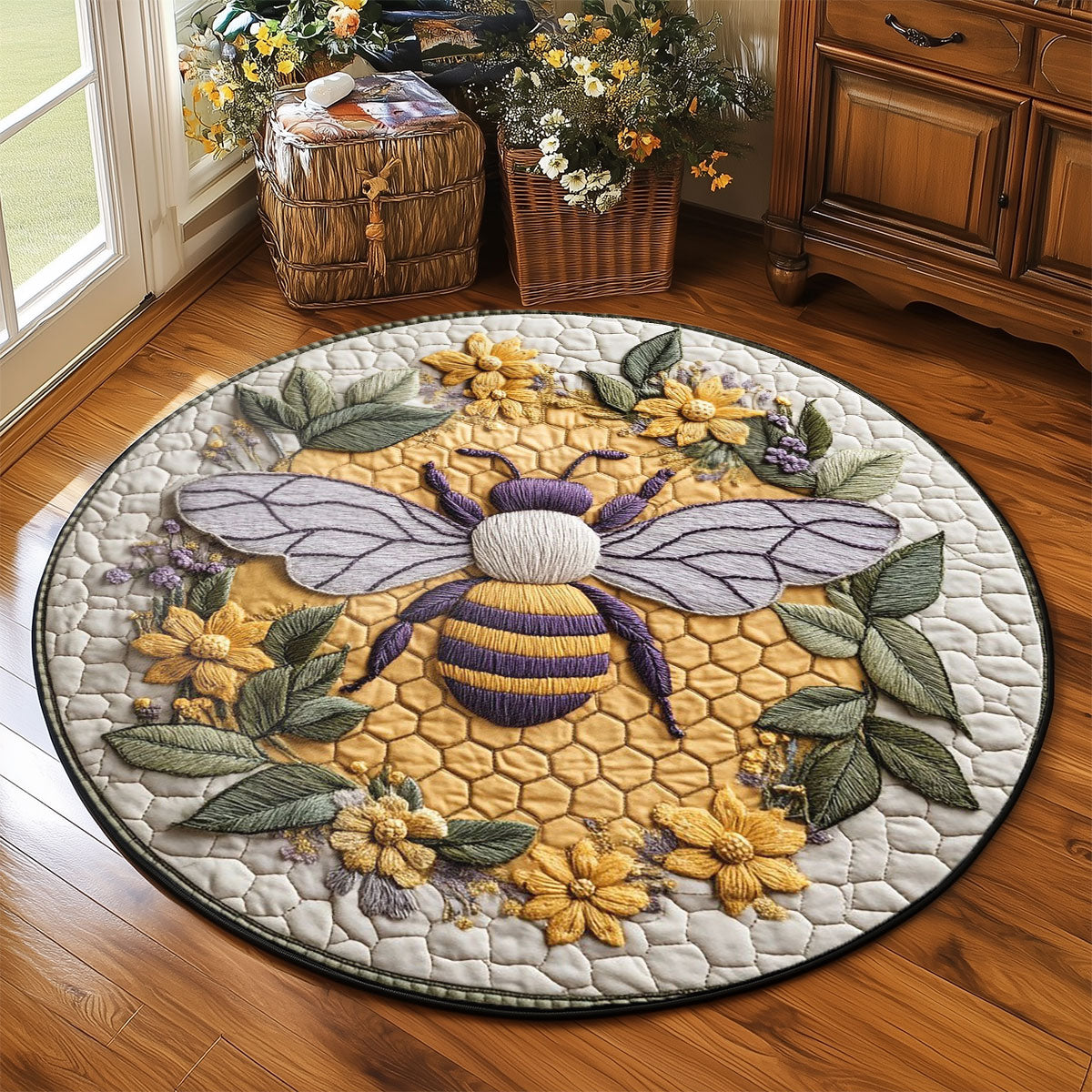 Bee Honeycomb WP2204009CL Quilted Round Mat