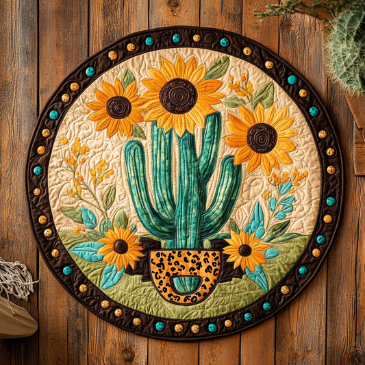 Cactus Sunflower WX2105003CL Quilted Round Mat