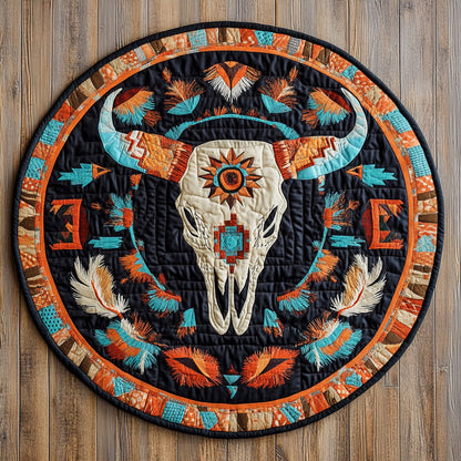 Native American Bull WX0605036CL Quilted Round Mat