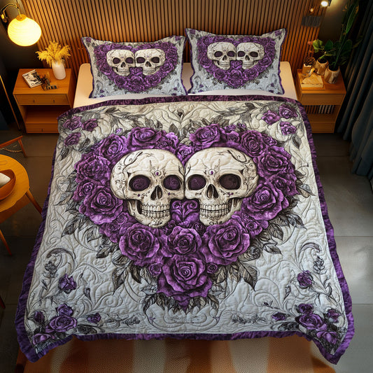 Purple Rose Heart Skull WY2712126CL Duvet Cover Set