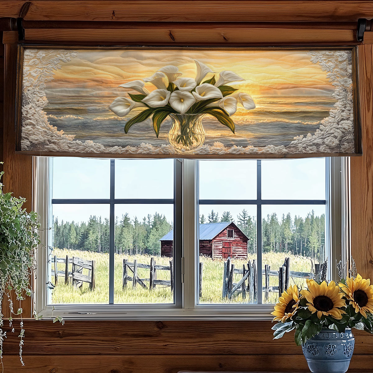 Calla Lily Lace Horizon WN1806007CL Quilted Valance