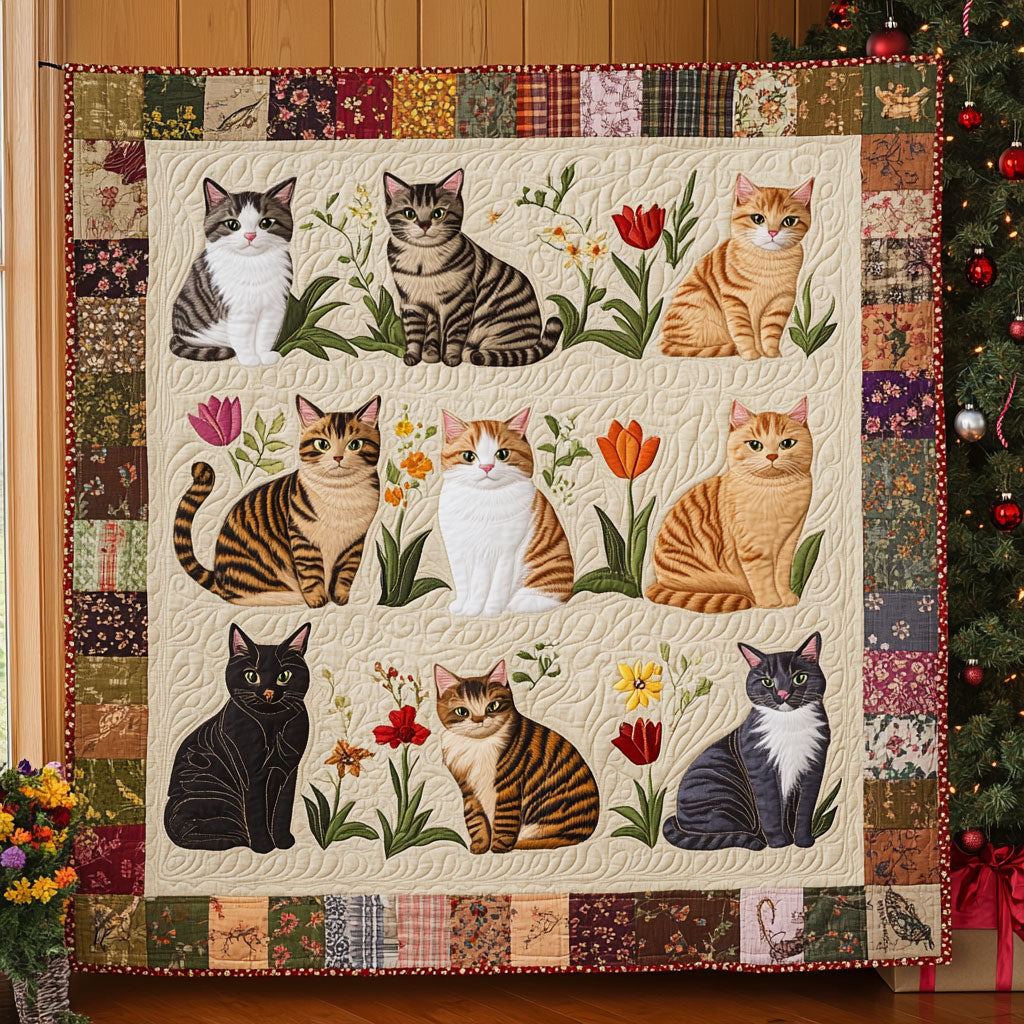 Peaceful Cat Garden CW0611030CL Quilt