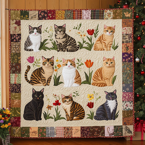 Peaceful Cat Garden CW0611030CL Quilt