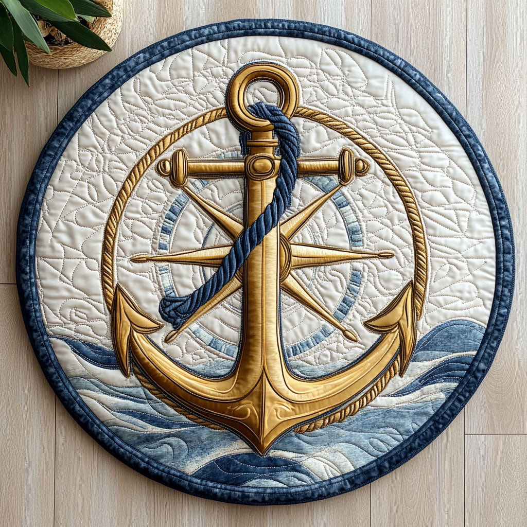 Nautical Anchor CW0707035CL Quilted Round Mat