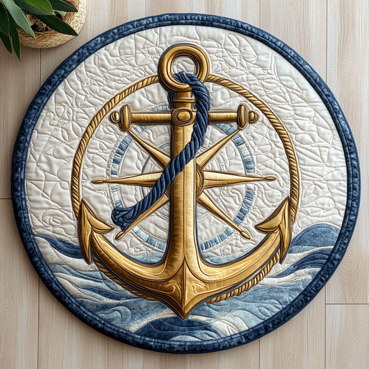 Nautical Anchor CW0707035CL Quilted Round Mat