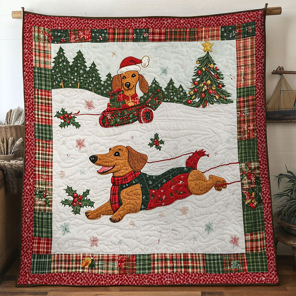 Cheerful Dachshund Sled WN1211019CL Quilt