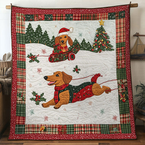 Cheerful Dachshund Sled WN1211019CL Quilt
