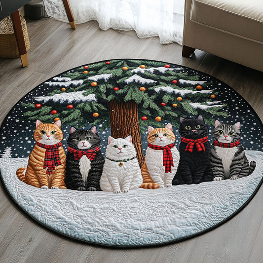 Cat Family Tree LT2211014CL Quilted Round Mat