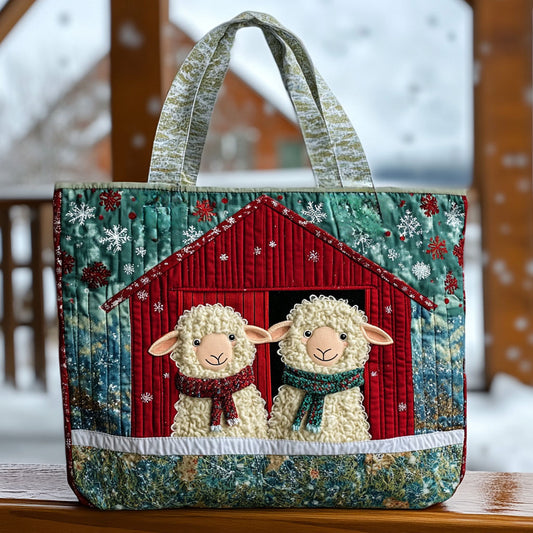 Red Ribbon Sheep WN1711065CL Quilted Tote Bag